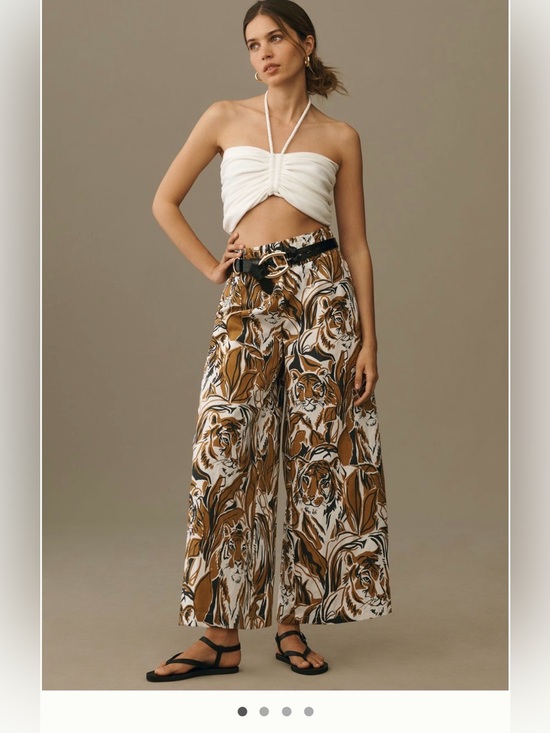 Anthropologie Pants - Anthropologie The Somerset Pull On Pant -
Linen - Tiger 🐯 print